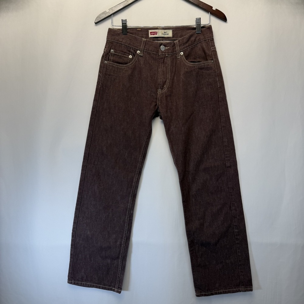 Levi's 505 Women's Brown Denim Jeans Size 14 Straight Leg High Rise Fit 27x27